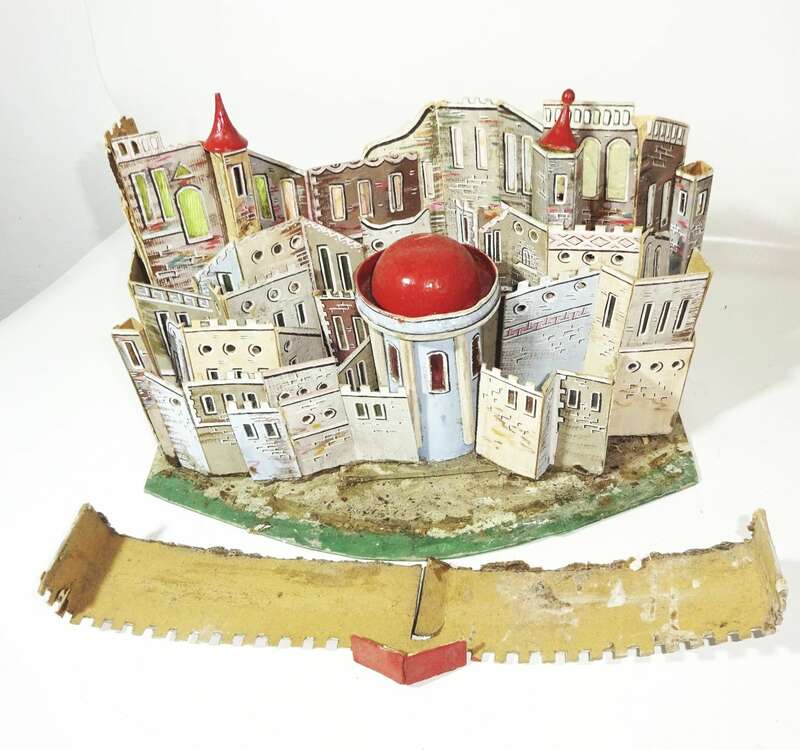 Uralt Jerusalem aus Pappe um 1900 Weihnachten Deko 