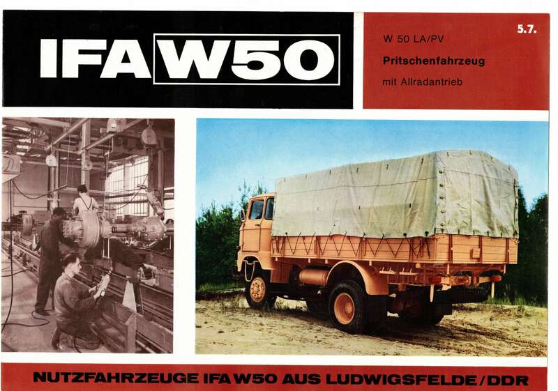 Prospekt Ifa W50 LA/PV Pritschenfahrzeug Allradantrieb 1973 DDR LKW Nutzfahrzeug (H3