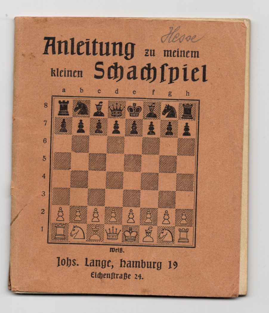 Anleitung zu meinen kleinen Schachspiel Johannes Lange Hamburg 1913 Schach Anleitung zu meinen kleinen Schachspiel Johannes Lange Hamburg 1913 Schach