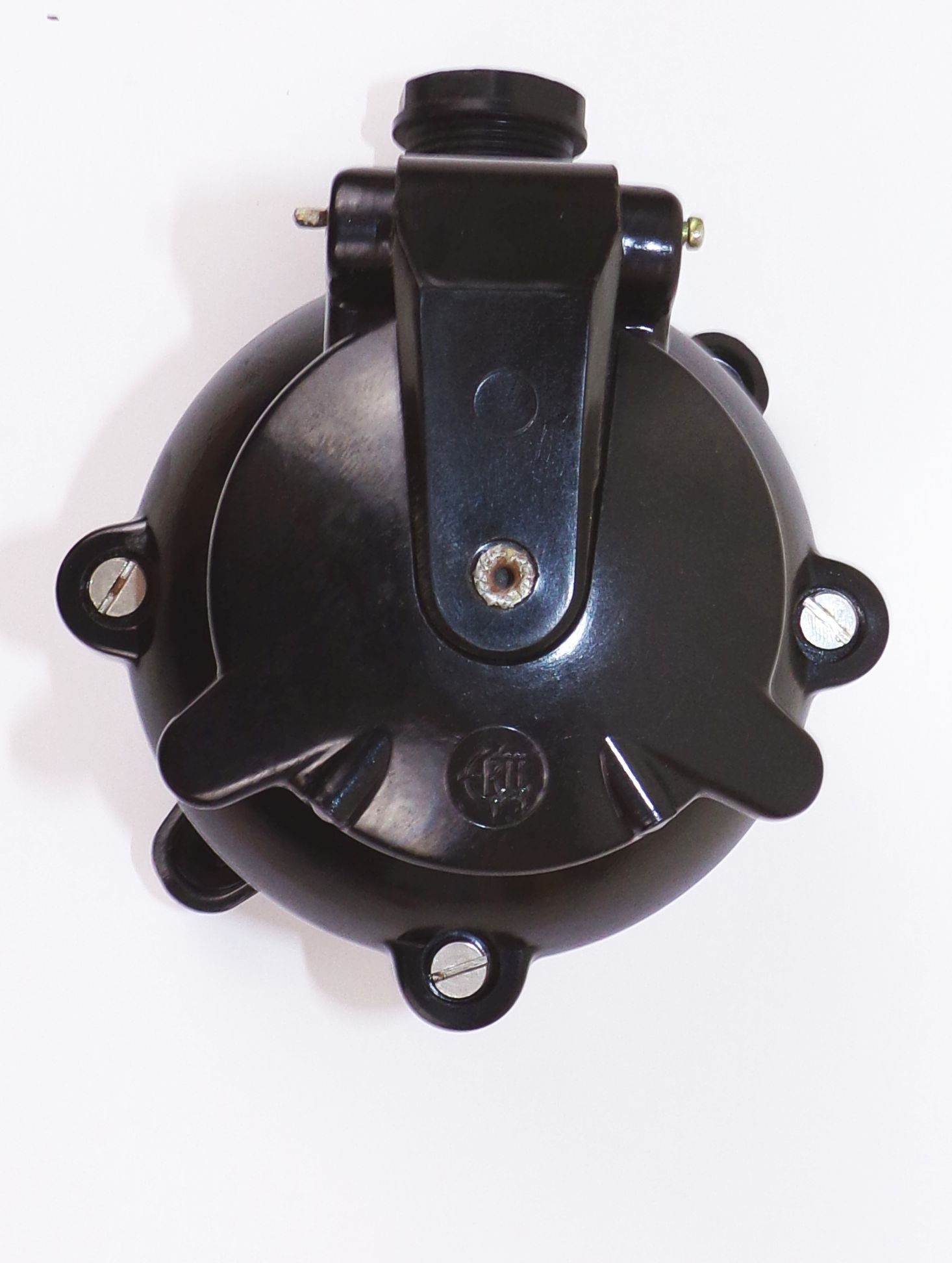 Feuchtraum Steckdose Bakelit Eru Schwarz Aufputz Schuko Industriedesign DDR