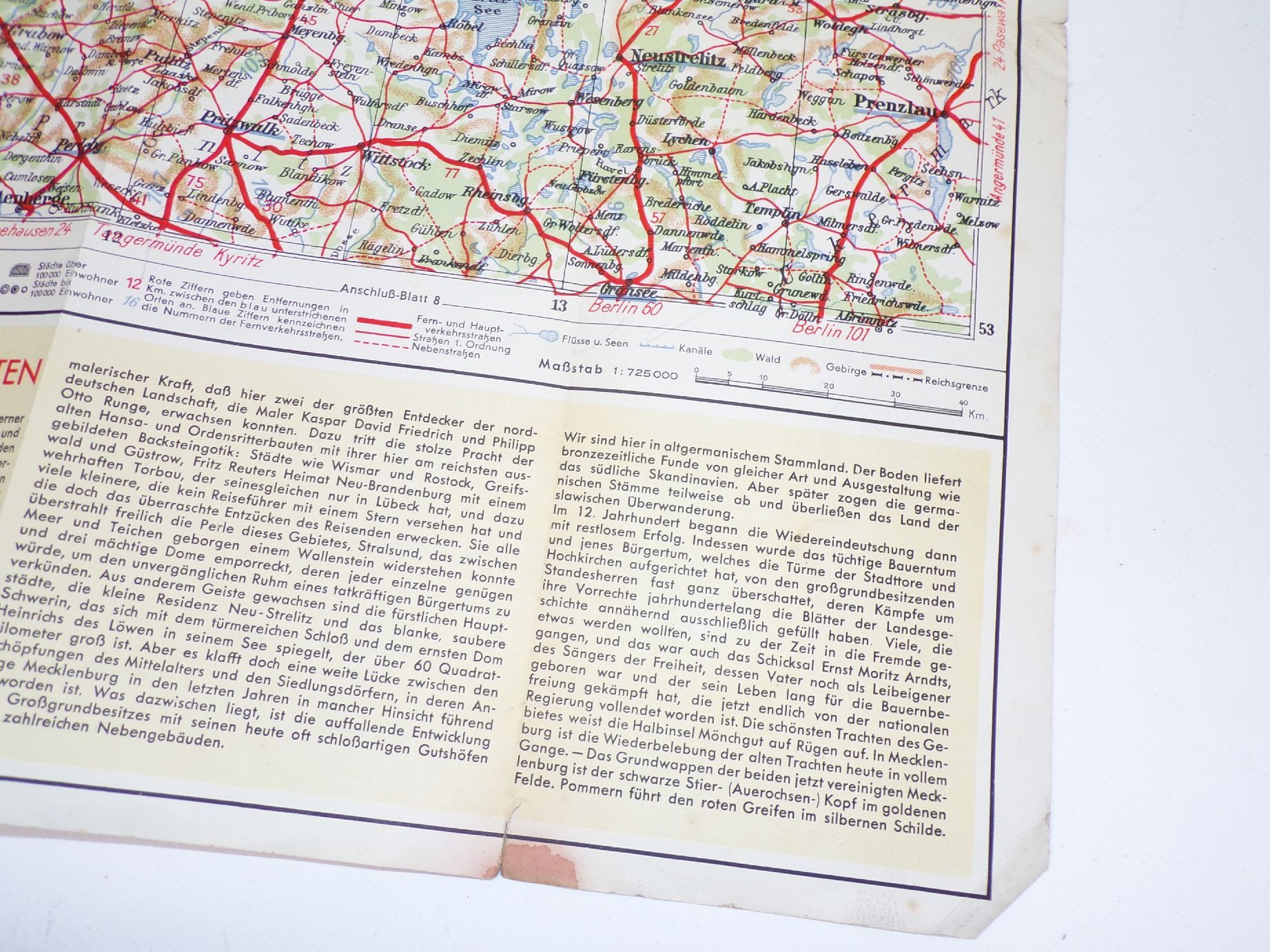 Shell Straßenkarte 2 Mecklenburg Vorpommern um 1930 Landkarte map Shell Straßenkarte 2 Mecklenburg Vorpommern um 1930 Landkarte map