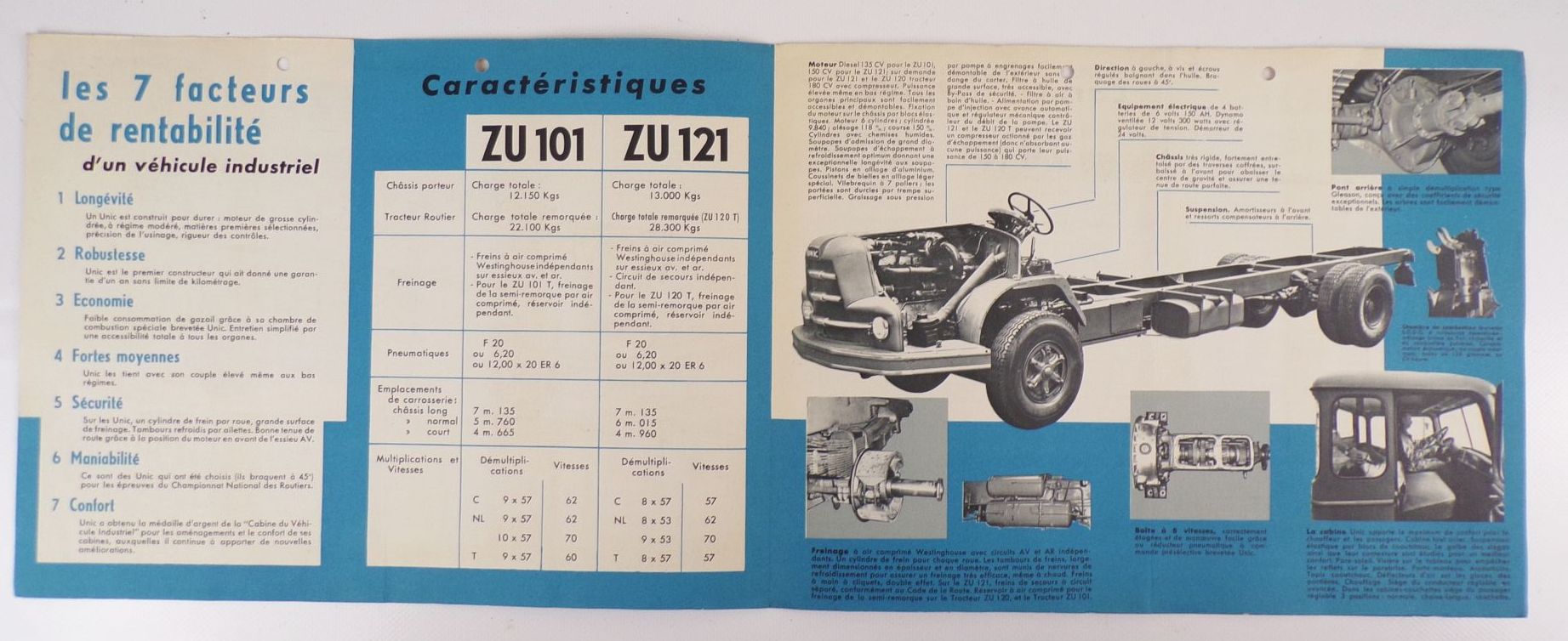 Prospekt Unic LKW ZU101 und ZU121 Oldtimer 