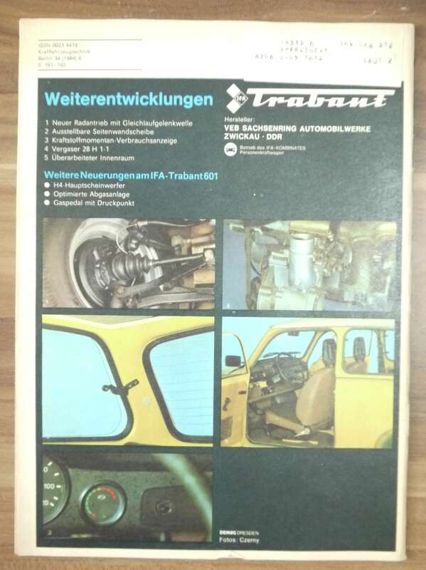 Heft KFT Juni 1984 Neuheiten Trabant 601 Umbauinformation Weiterentwicklungen