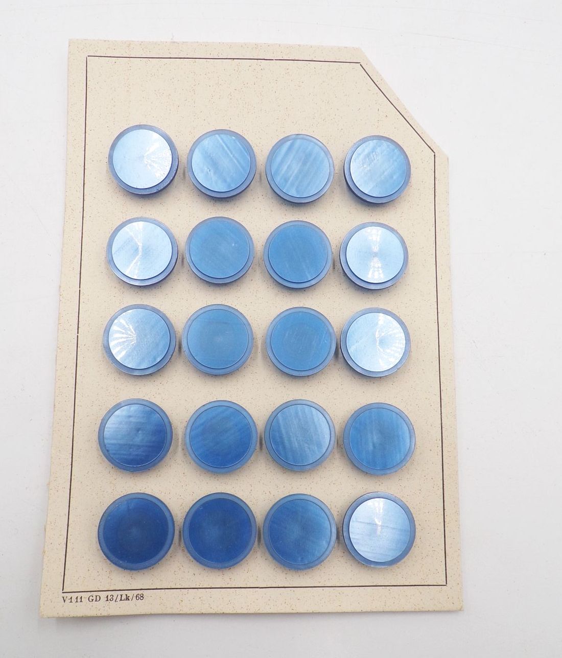 Knopf blau rund 20 Stück 1968 true Vintage