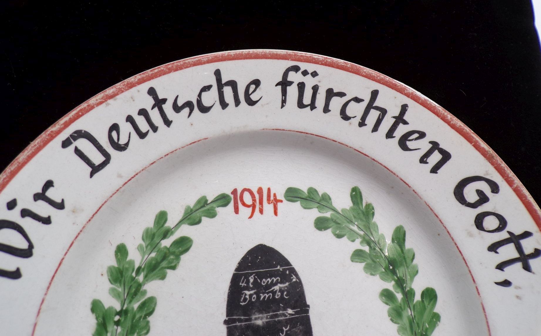 Alter Andenkenteller Antwerpen 1914 Wir Deutsche fürchten Gott 1 Wk
