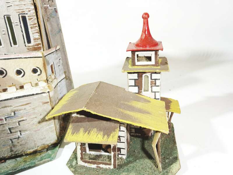 Uralt Jerusalem aus Pappe um 1900 Weihnachten Deko 