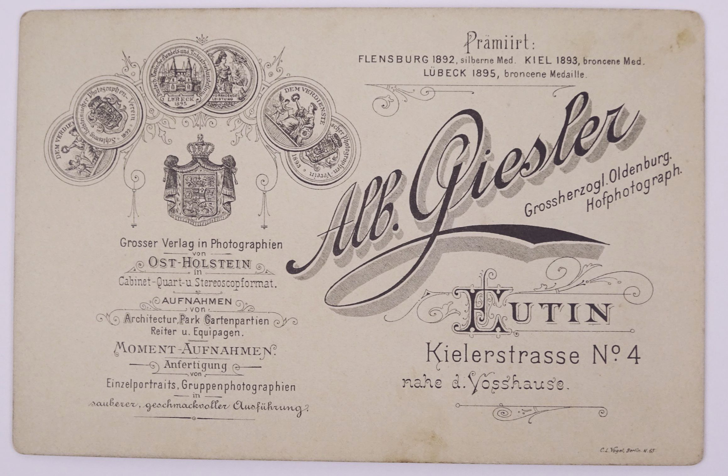 Kabinettfoto Ost Holstein Am kleinen Uglei 1894 Giesler Eutin Fotografie