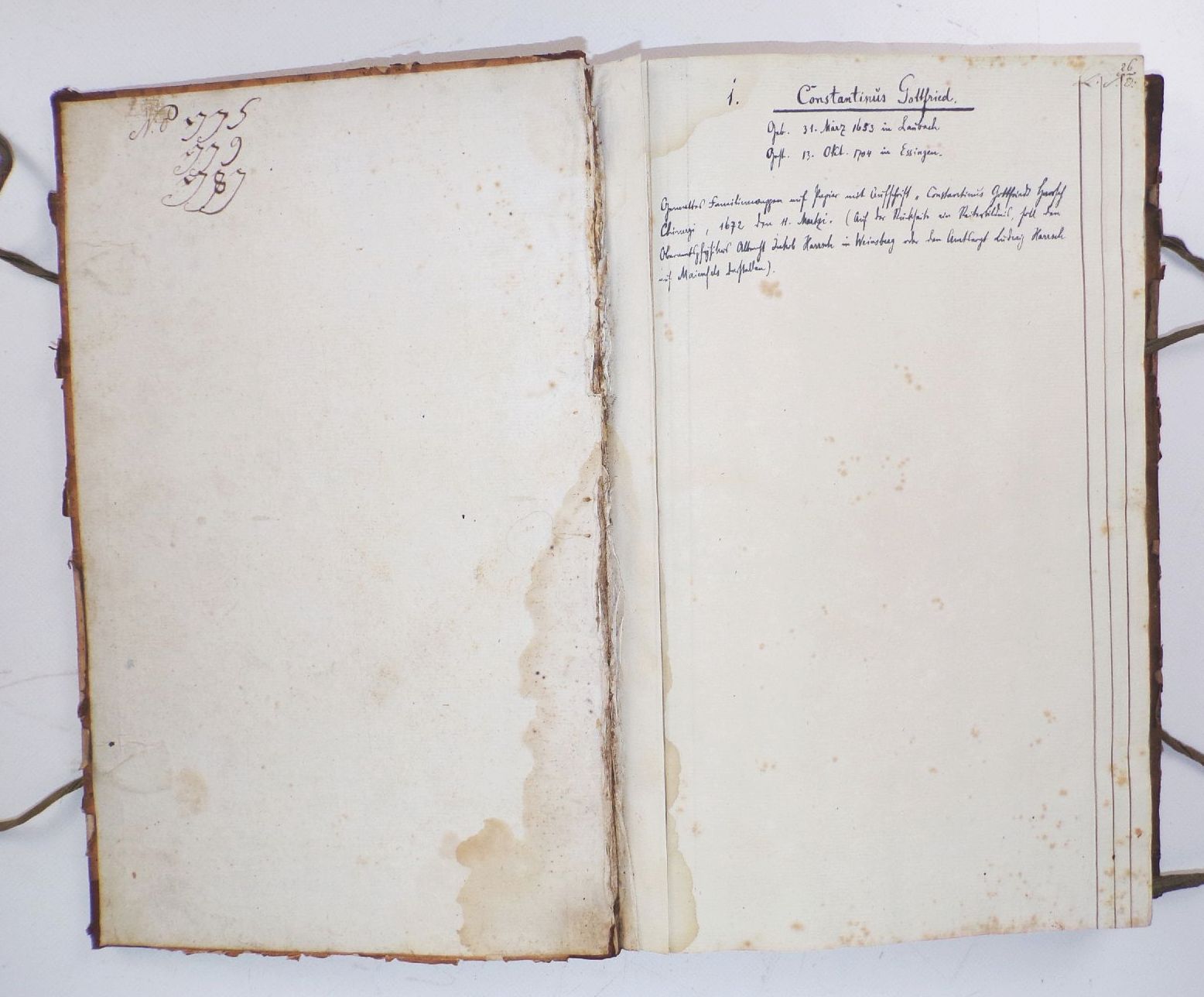 Altes Buch Büttenpapier Unbeschrieben Restaurierung blanko um 1800