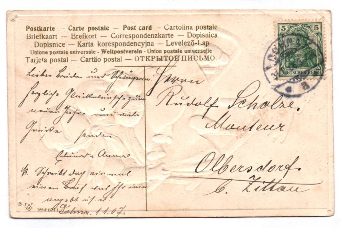 Präge Ak Kinder fahren Schlitten Prosit Neujahr 1906