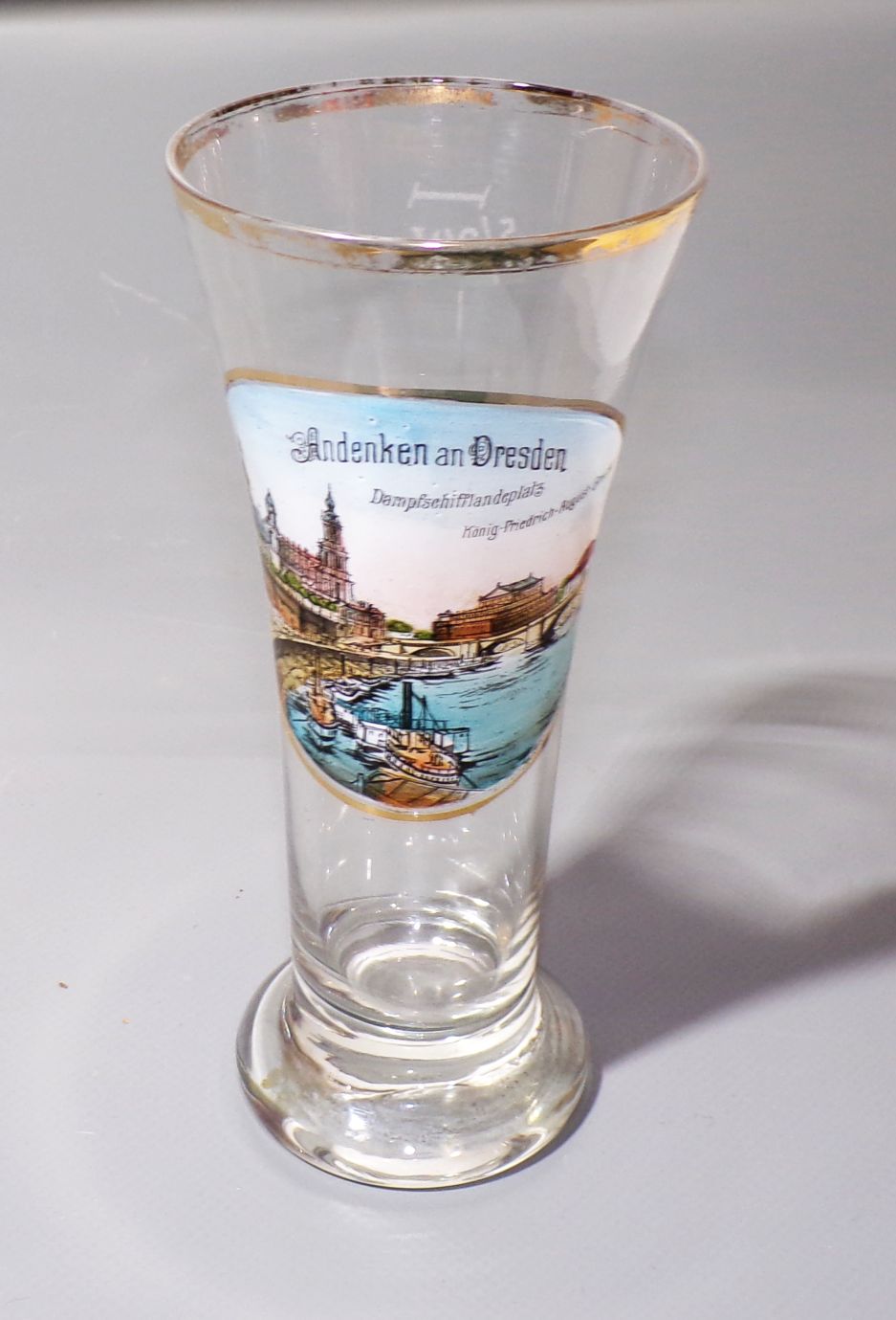 Altes Glas Andenken an Dresden Dampfschifflandeplatz um 1910
