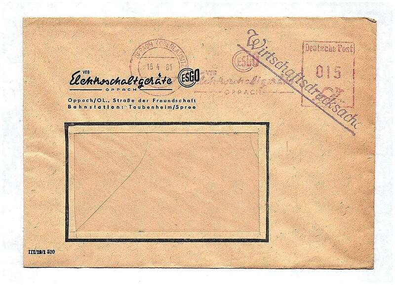 Briefkuvert 1961 Elektroschaltgeräte Oppach Wirtschaftsdrucksache