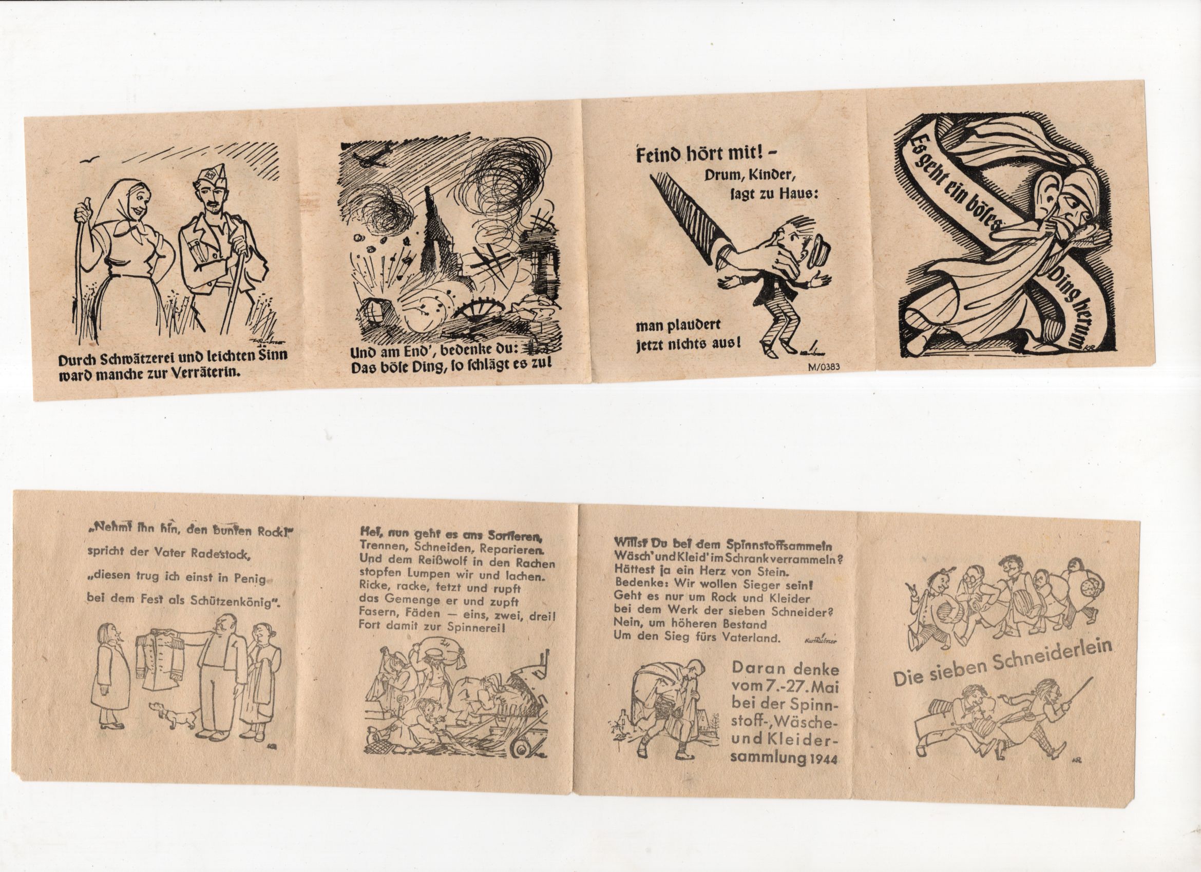 Handzettel Feind hört mit 2 Weltkrieg Kleidersammlung 1944 