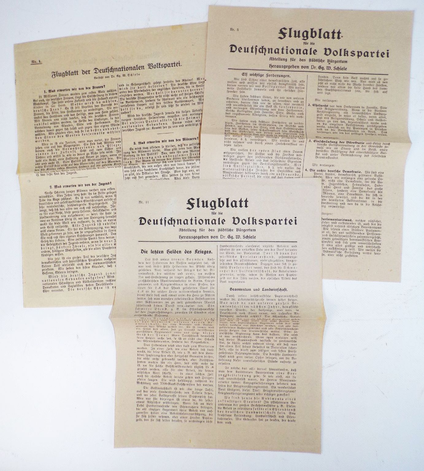 Flugblatt für die Deutschnationale Volkspartei 1920 er Weimarer Republik 