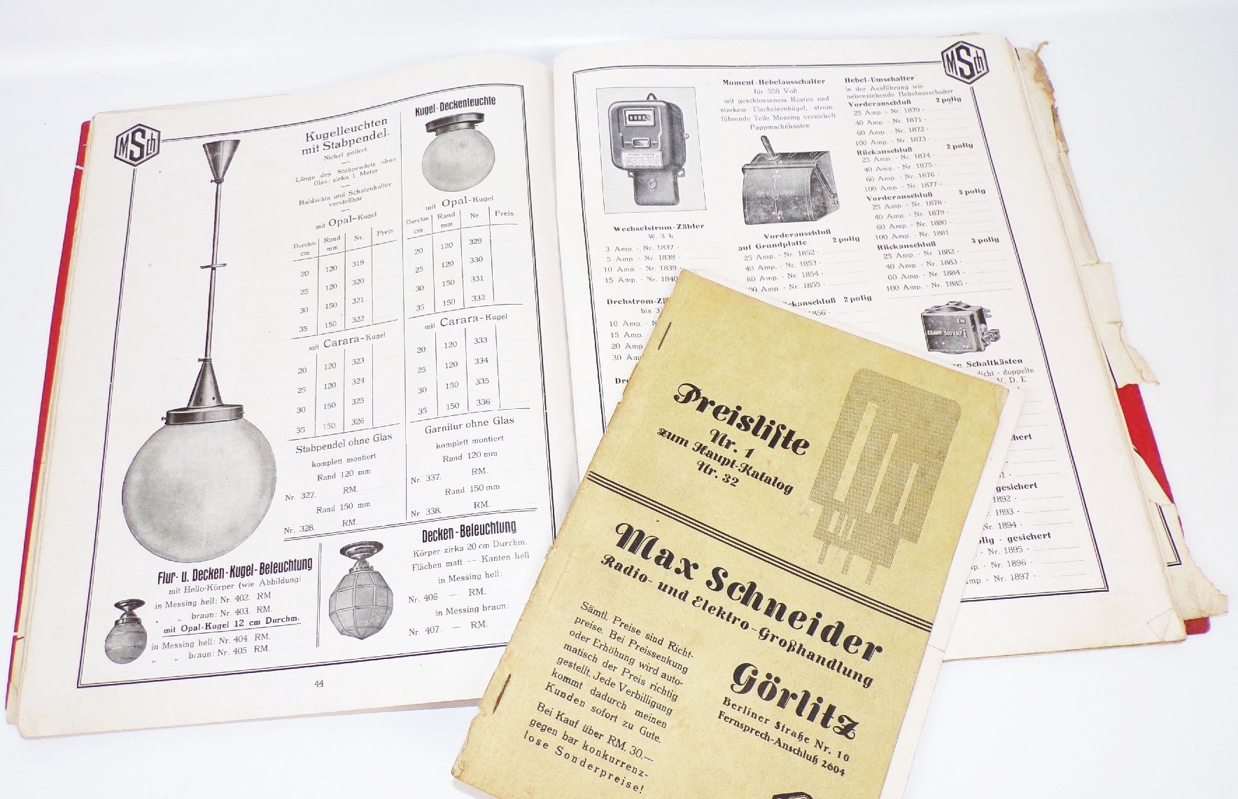 Lampen Katalog Max Schneider Görlitz 1936 Batterien Leuchtmittel Old 
