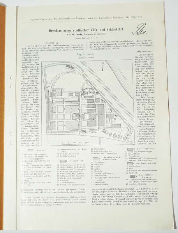 Sonderdruck Verein deutscher Ingenieure Schlachthof Dresden M Buhle 1912 