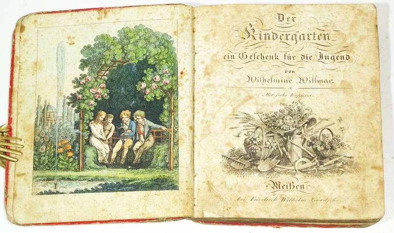 Der Kindergarten Kinderbuch Wilhemine Willmar um 1800 kolorierte Kupfer 