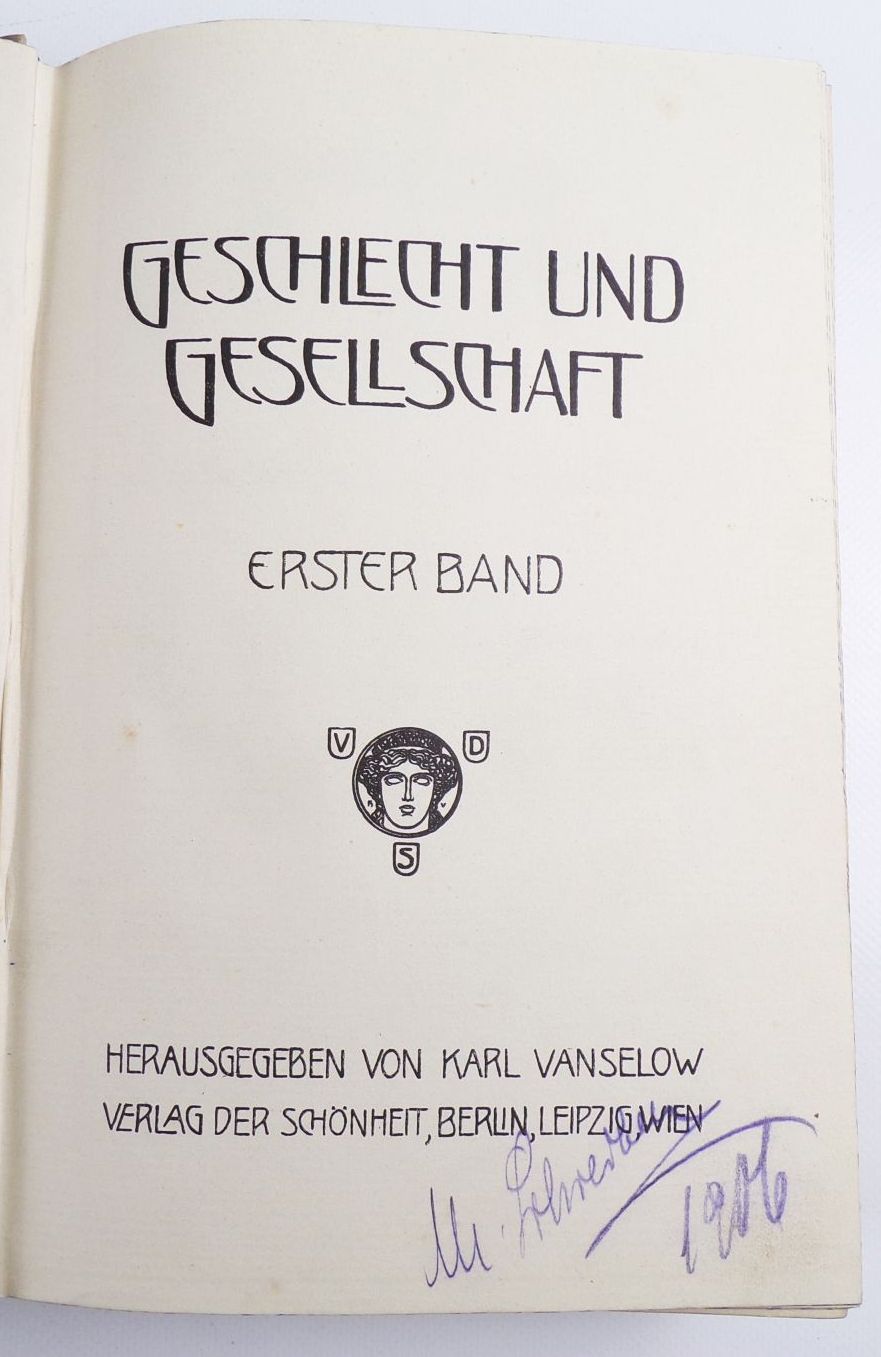 Geschlecht und Gesellschaft 2 Bände 1906 Karl Vanselow 