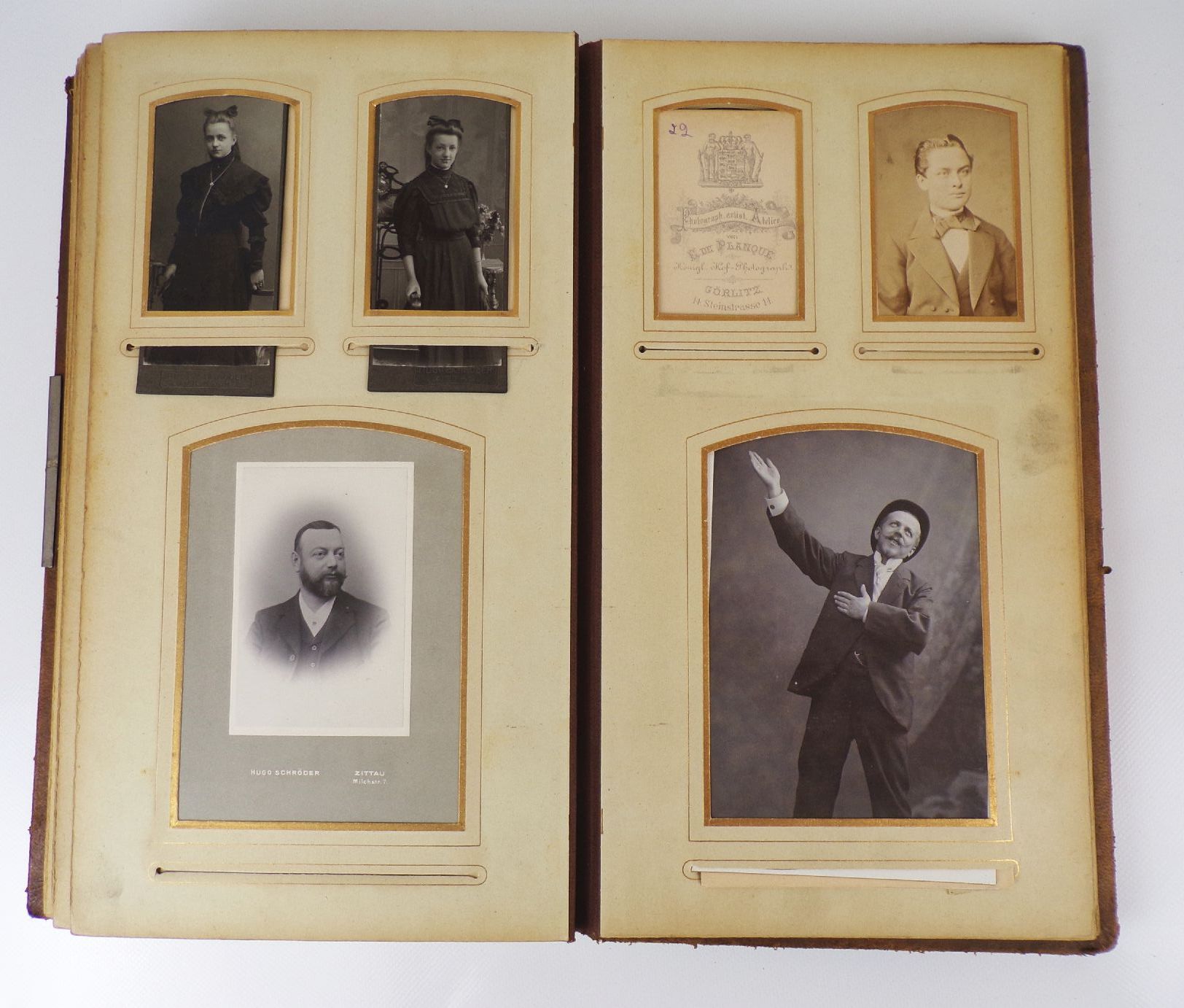 Jugendstil Fotoalbum CDV Fotos Kabinettfotos um 1900