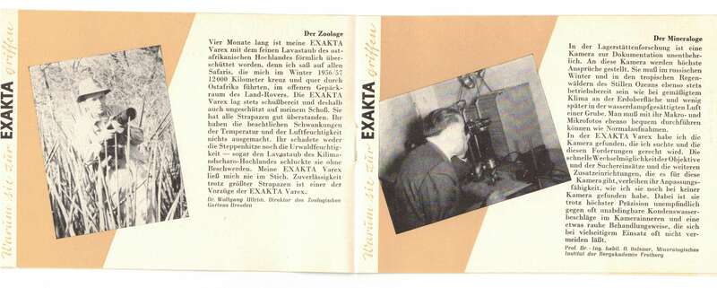 Prospekt Ihageee Exakta Kamera Fotoapparat 1958 DDR Werbung