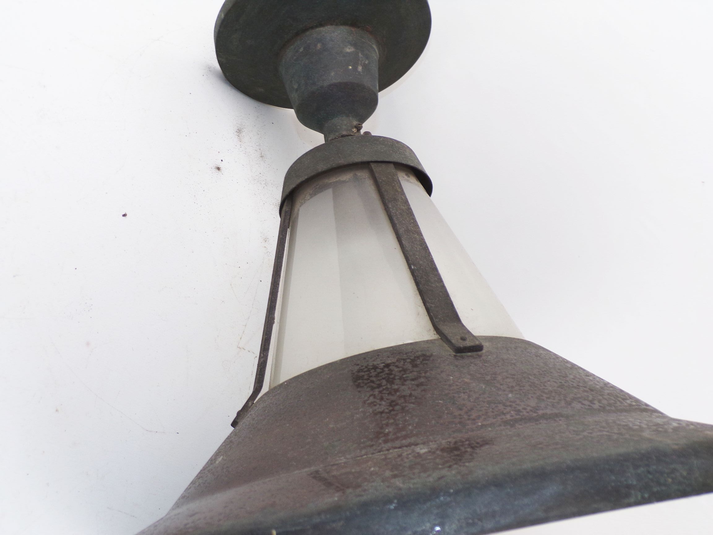 Alte Lampe Deckenleuchte Luzette Glas Metall E40 Industriedesign Loft 