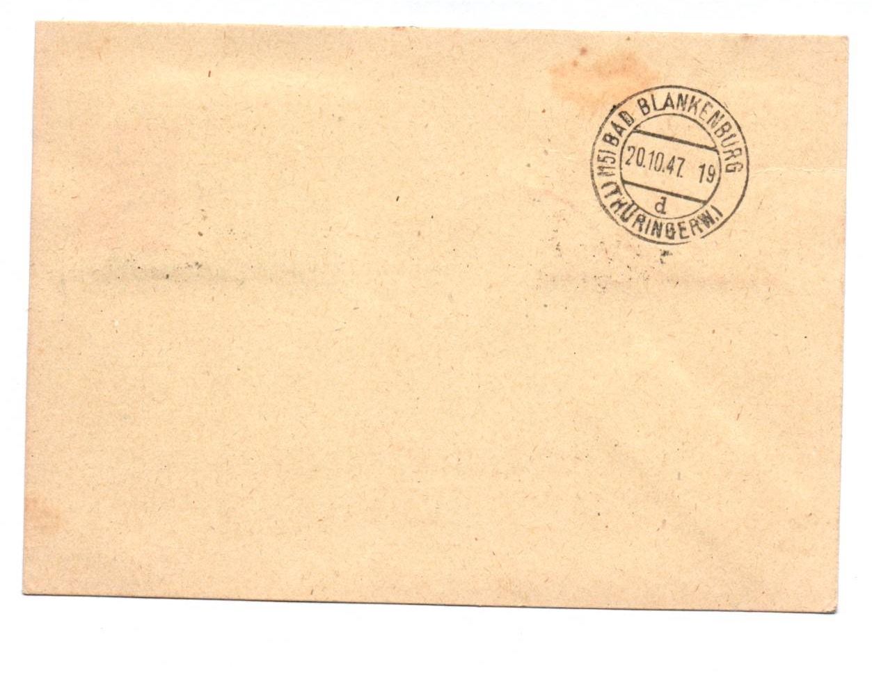 R Brief Saalfeld Saale 1947 Beleg