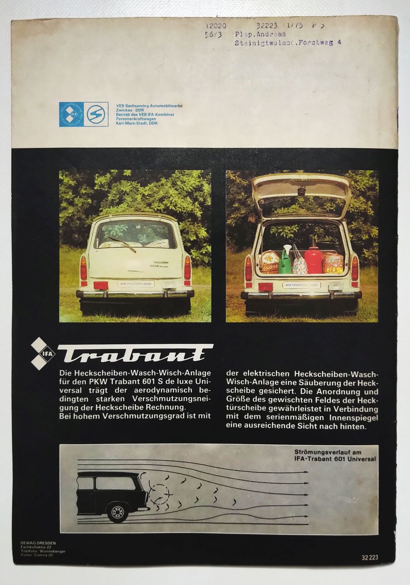 Zeitschrift KFT Nr 1 Trabant 601 S de Luxe Kraftfahrzeugtechnik 1981 DDR
