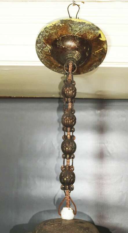 Jugendstil Hängelampe Pendellampe Messing Glas um 1900 