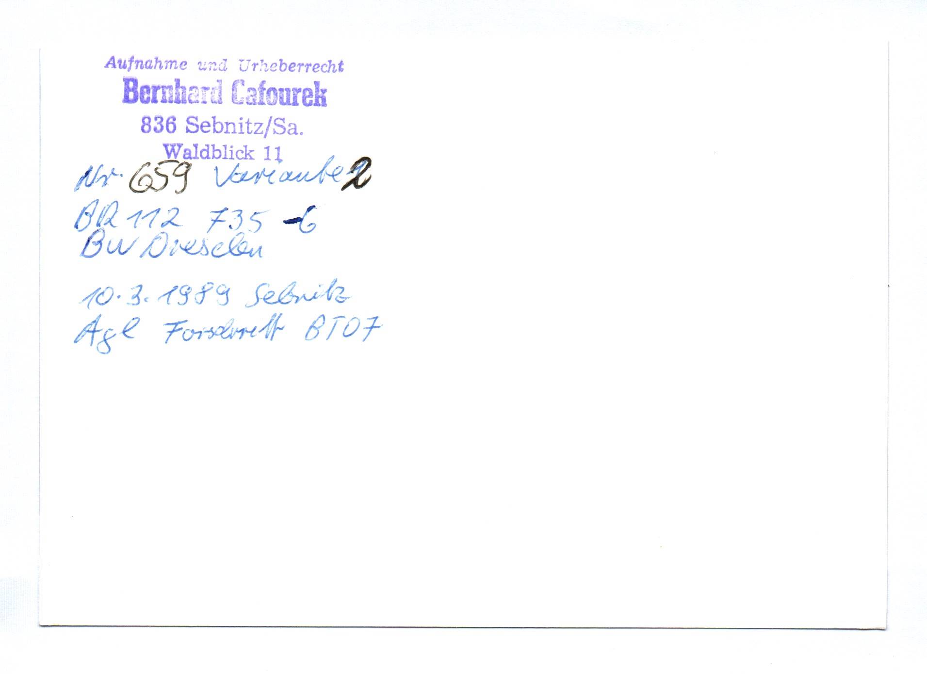 Foto Diesellok 112 735-6 Bahnwerk Dresden 1989 Foto Diesellok 112 735-6 Bahnwerk Dresden 1989