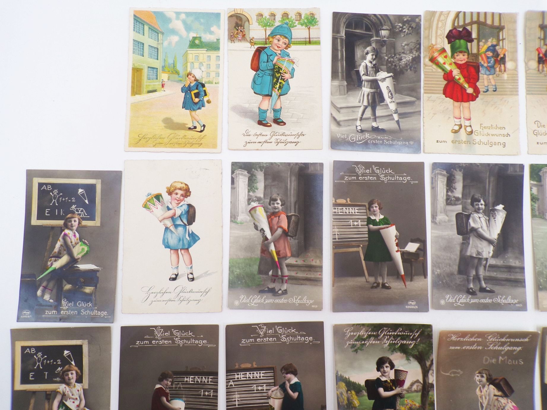 Konvolut Glückwunschkarten meist Schulanfang Ansichtskarten Kitsch