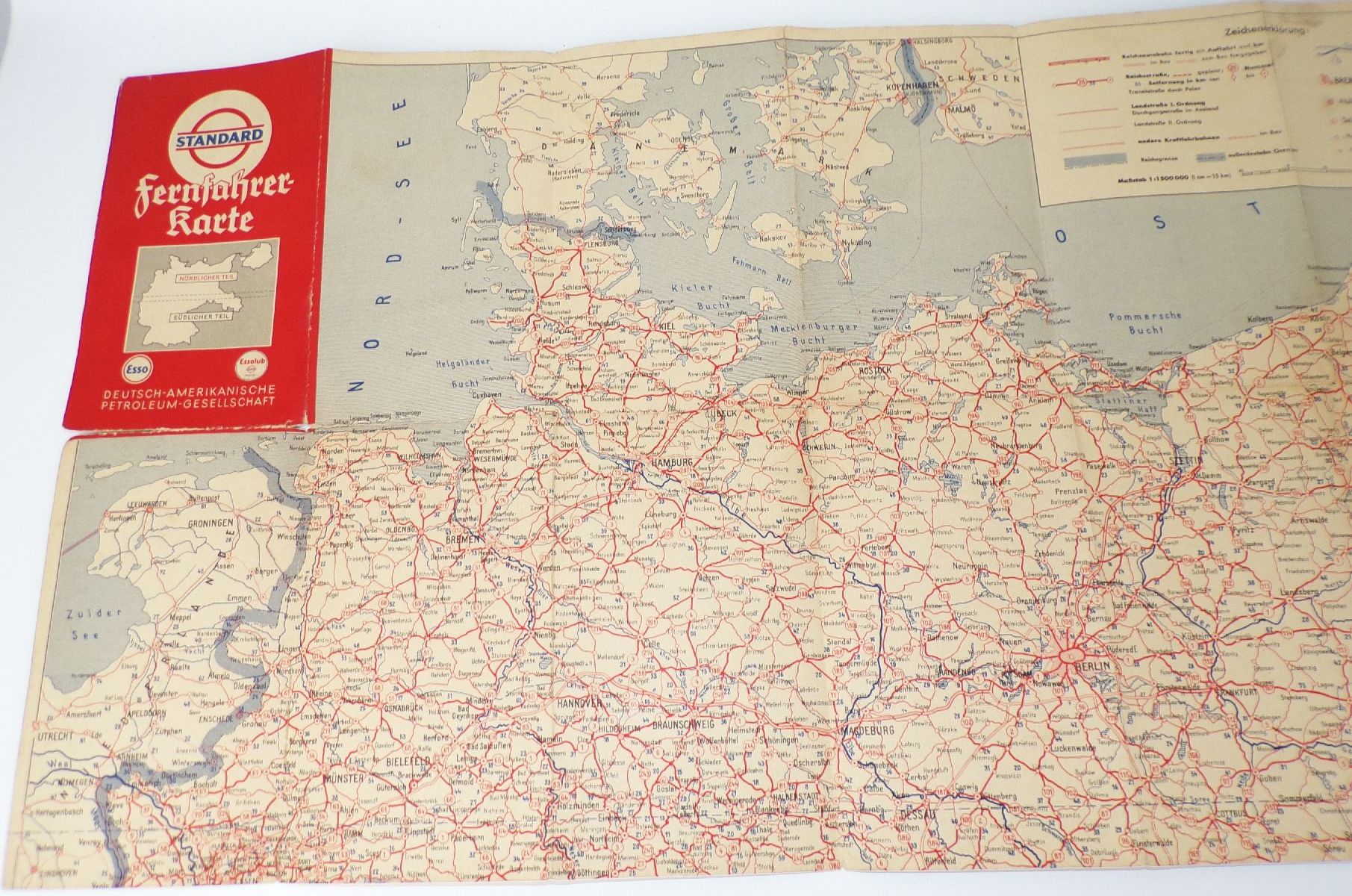 Standard Fernfahrer Karte Deutsches Reich Norden Süden Gebiete Esso 1930 er Standard Fernfahrer Karte Deutsches Reich Norden Süden Gebiete Esso 1930 er