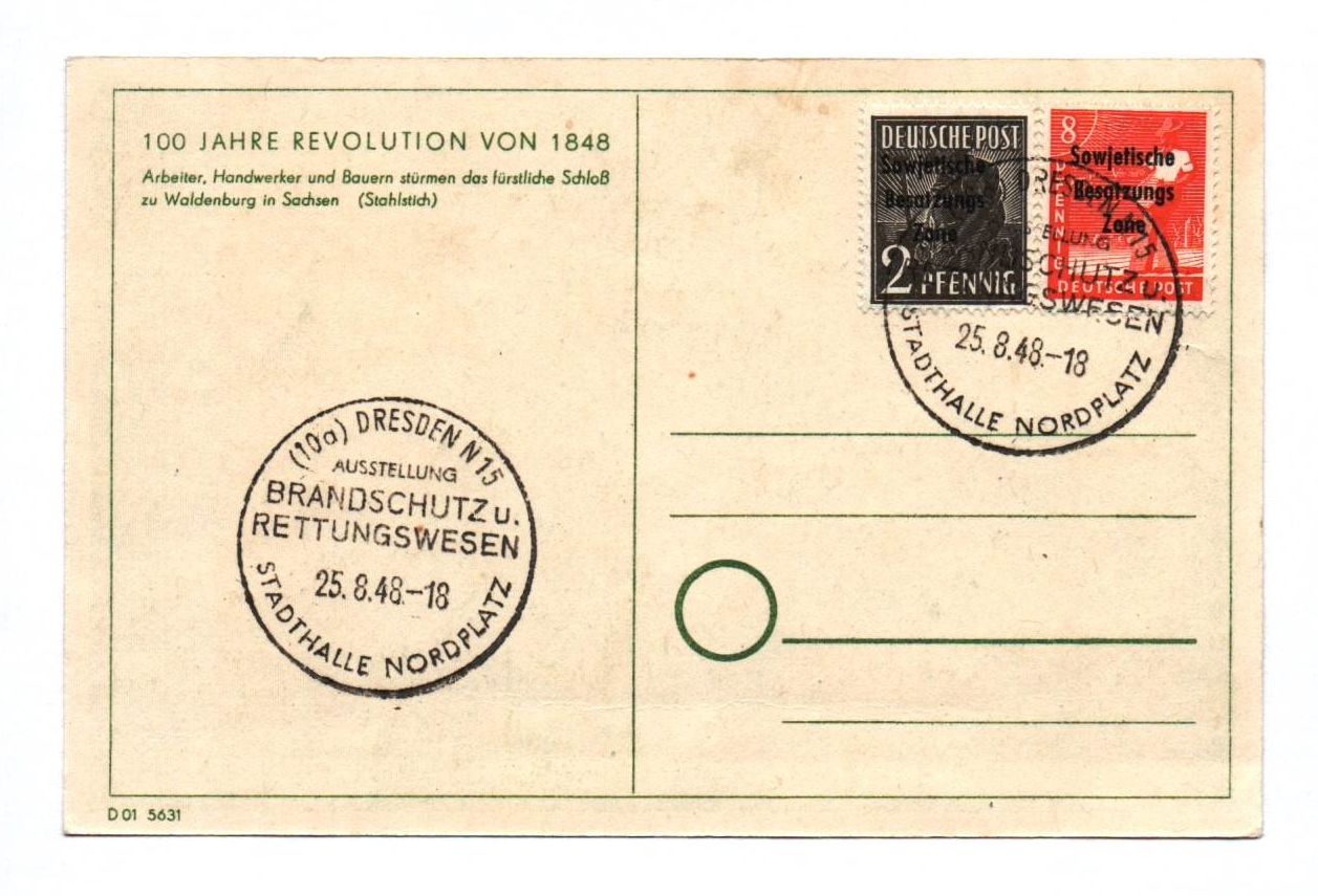Brief 100 Jahre Revolution von 1848 Dresden SBZ 1948