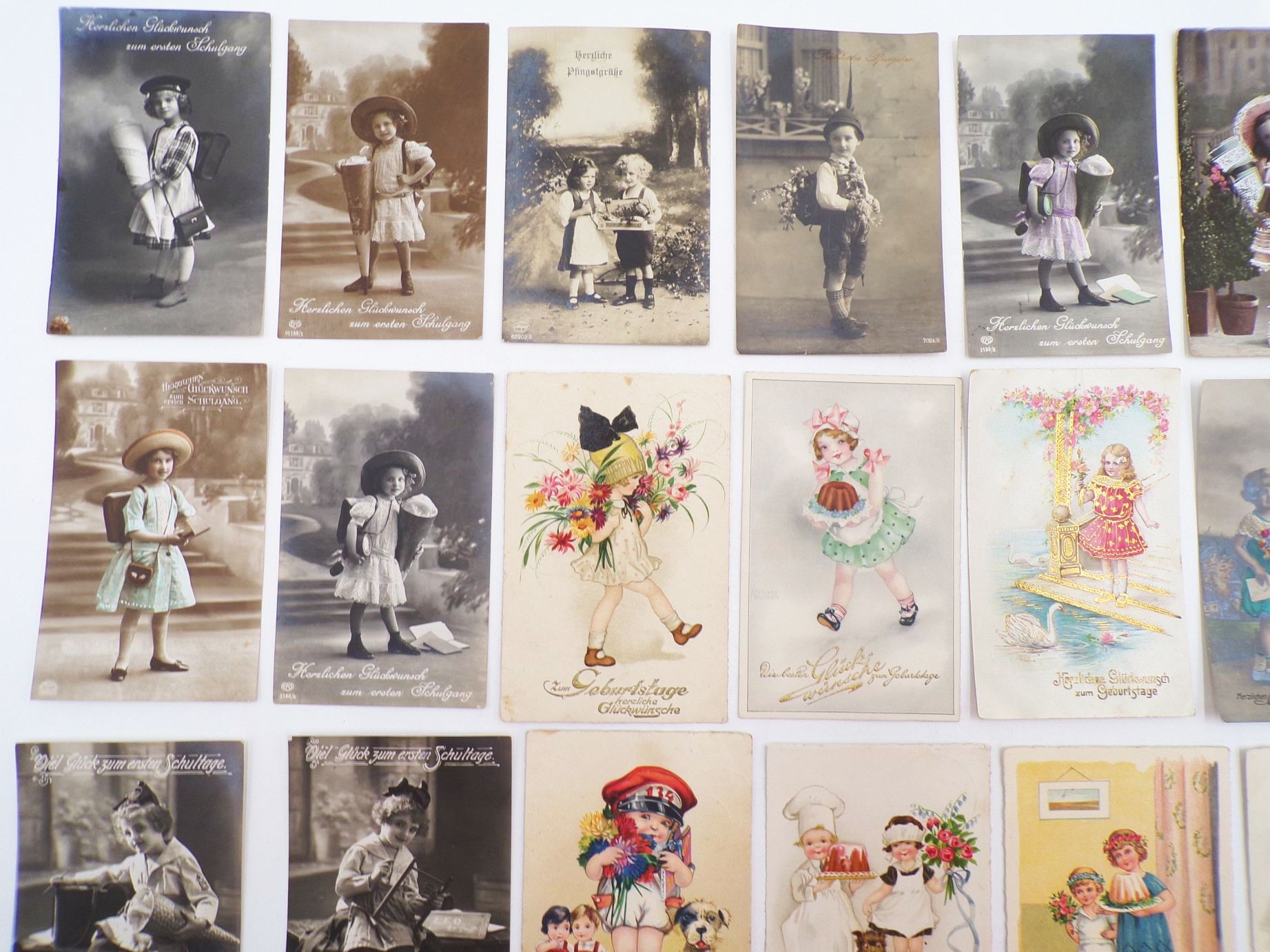 Konvolut Glückwunschkarten meist Schulanfang Ansichtskarten Kitsch