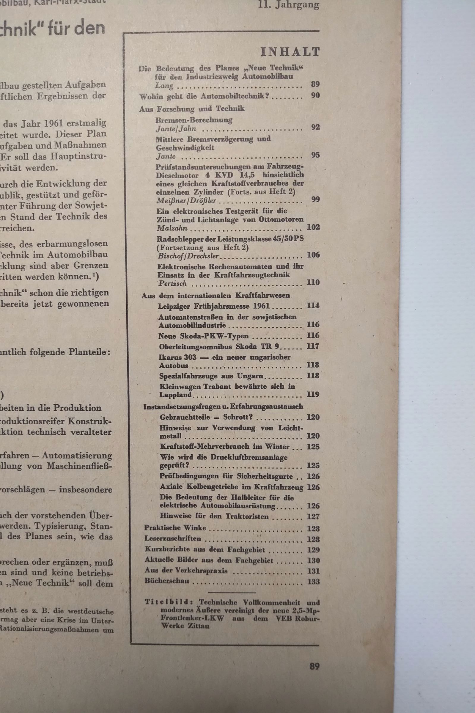Kraftfahrzeugtechnik Zeitschrift DDR Nr 3 Neuer ROBUR Frontlenker 1961 Kraftfahrzeugtechnik Zeitschrift DDR Nr 3 Neuer ROBUR Frontlenker 1961