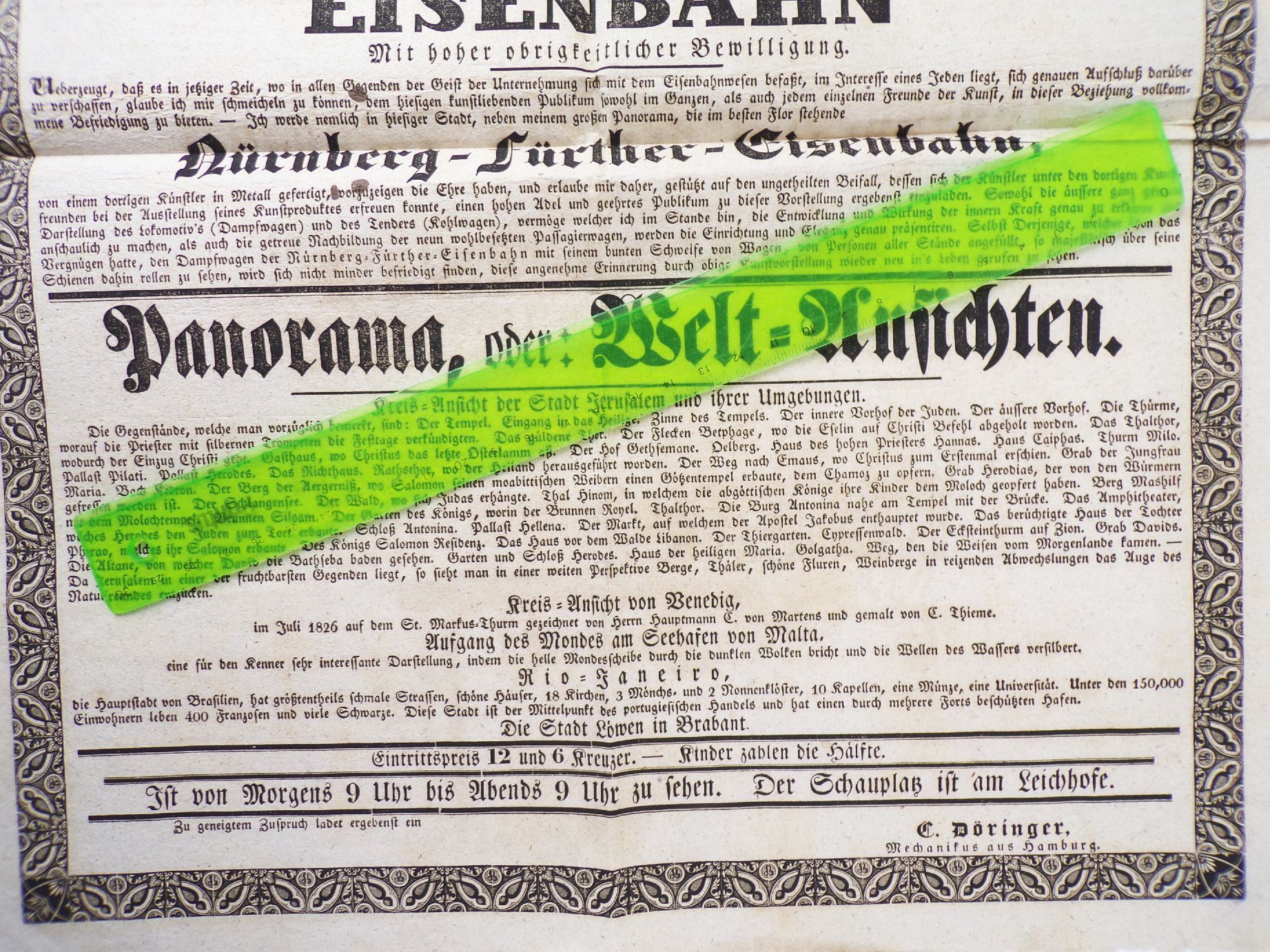 Plakat Ausstellung um 1850 Deutschlands erste Eisenbahn Büttenpapier Plakat Ausstellung um 1850 Deutschlands erste Eisenbahn Büttenpapier