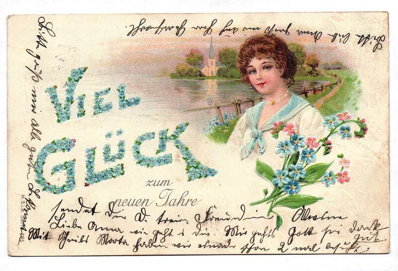 Motivkarte Neujahr Postkarte Viel Glück zum neuen Jahre 1905