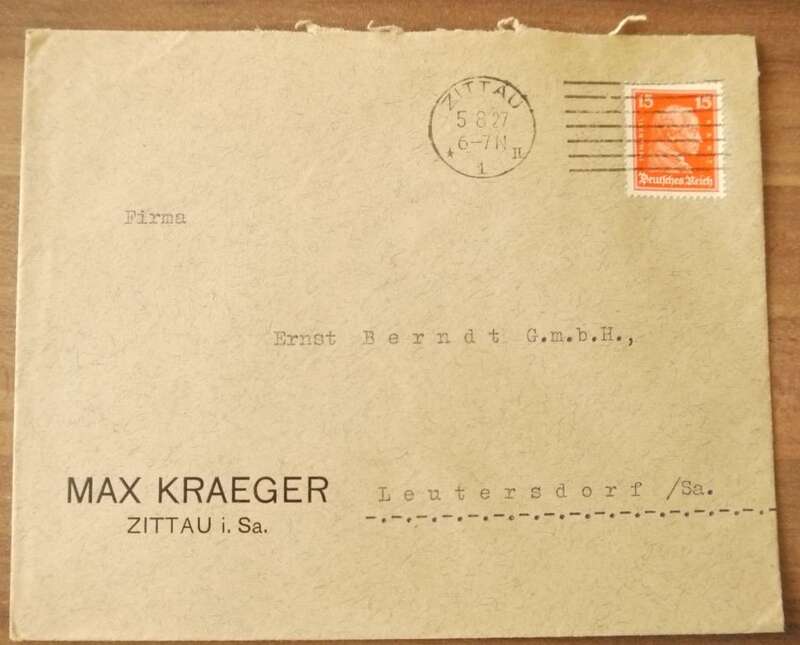 Geschäftsbrief Max Kraeger Zittau Sachsen DR Firmenbrief 1927