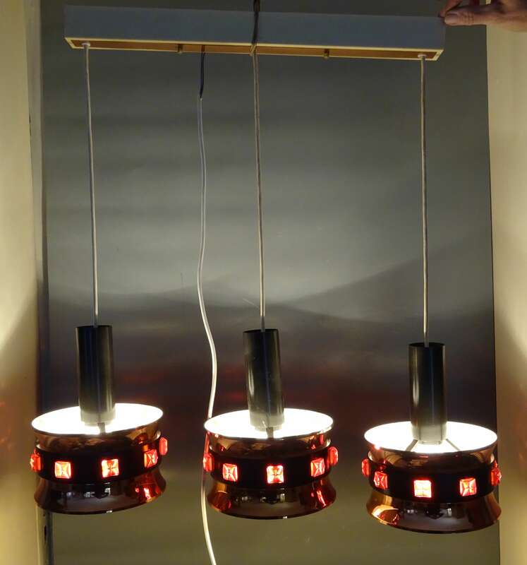 DDR Deckenlampe 3flamig Sputnik Kupfer Design Lampe Leuchte Pendellampe