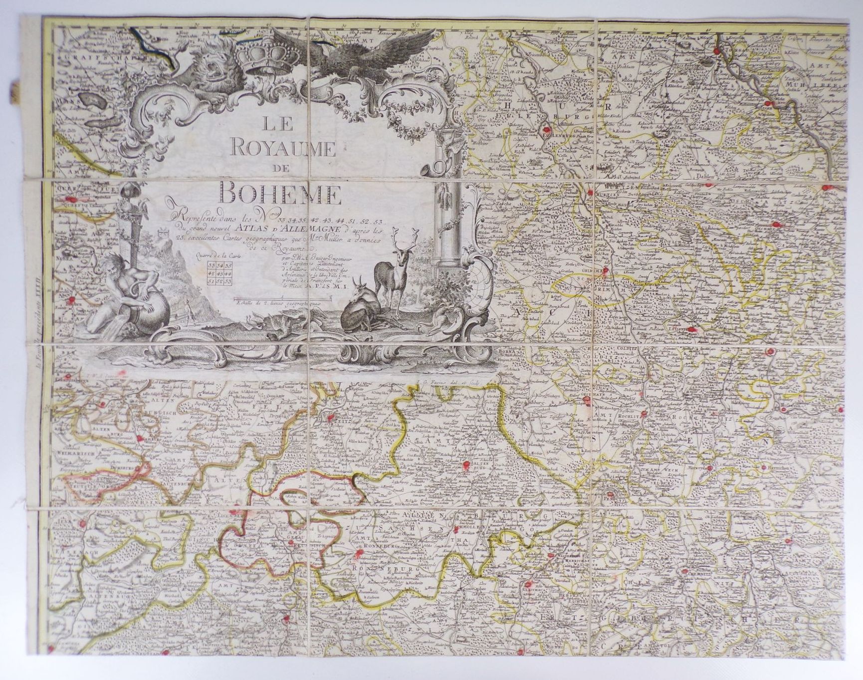 Le Royaume De Boheme 7 Kupferstich Landkarten um 1760 Böhmen