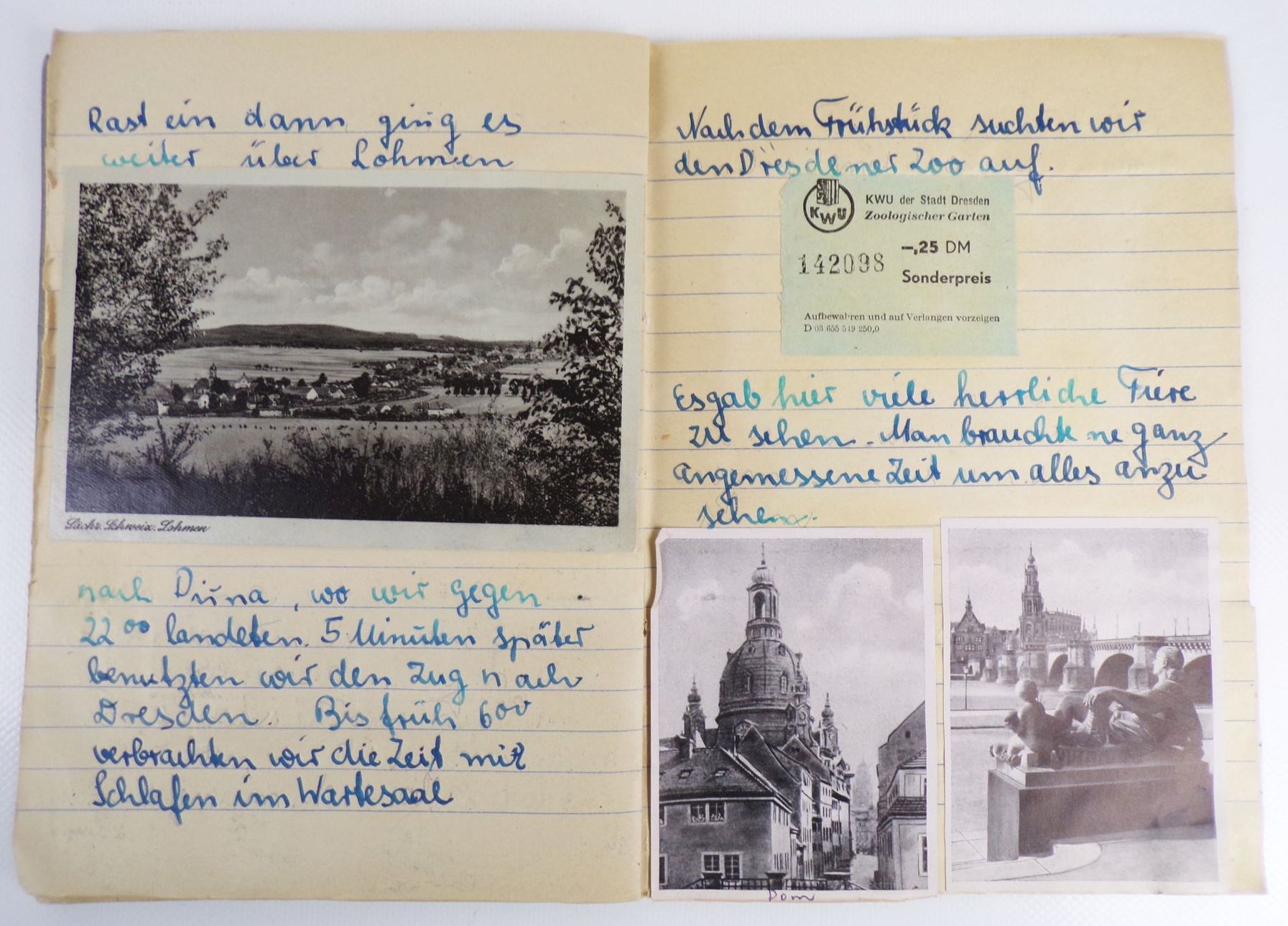 Reise Tagebuch Sächsische Schweiz 1952 handgeschrieben