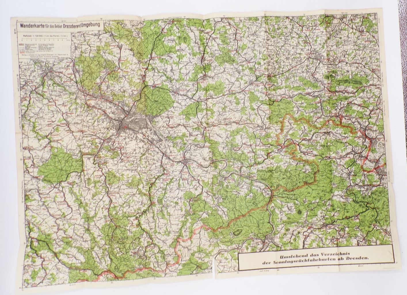 Wanderkarte für Dresden Deutsche Reichsbahn Gesellschaft 