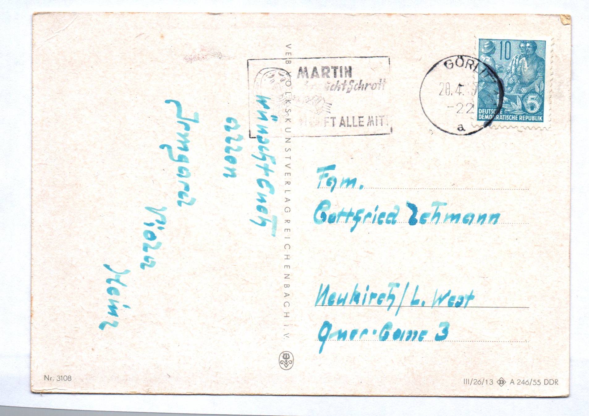 Ak Hasen mit Riesen Osterei Frohe Ostern 1955 DDR Ak Hasen mit Riesen Osterei Frohe Ostern 1955 DDR