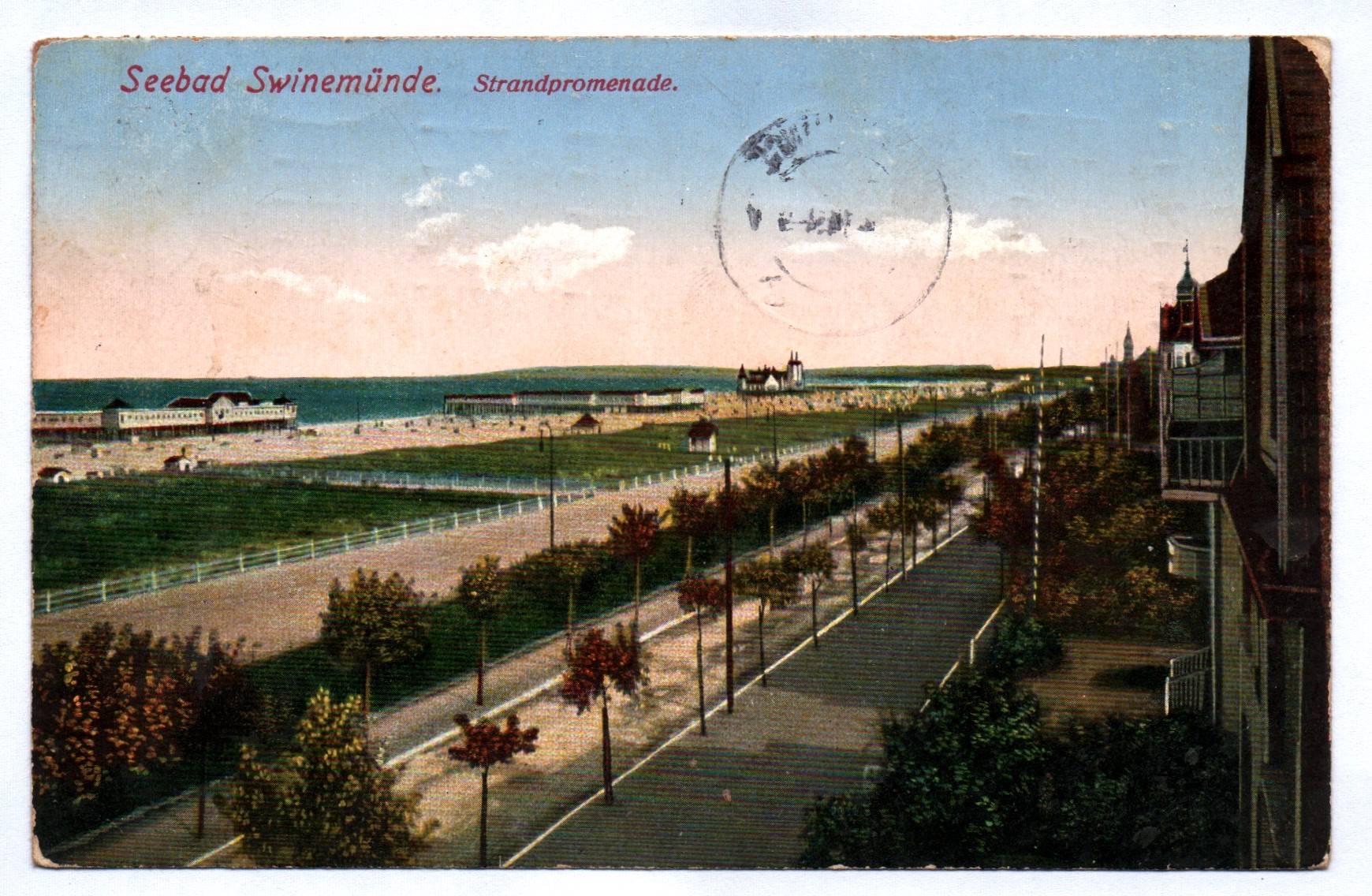 Künstler Ak Seebad Swinemünde Strandpromenade 1914