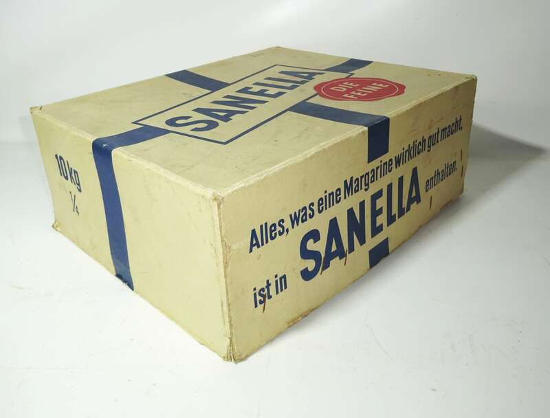 Alter Reklame Karton Kiste Sanella Margarine Deko Laden Vintage 1940er Leerkarton ! 