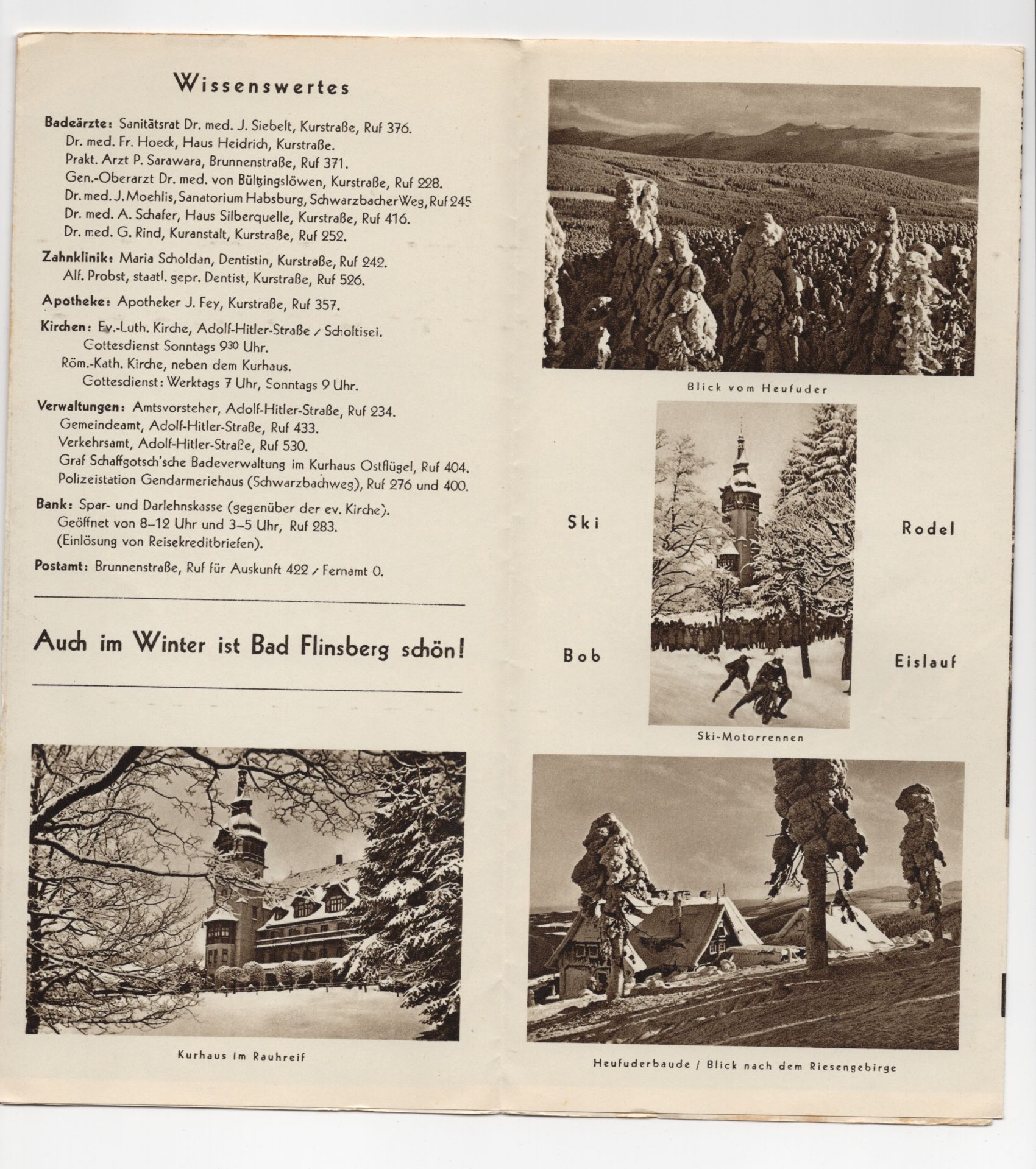 Altes Reiseprospekt Bad Flinsberg im schlesischen Isergebirge um 1930 Altes Reiseprospekt Bad Flinsberg im schlesischen Isergebirge um 1930