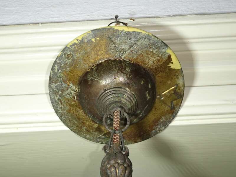 Jugendstil Hängelampe Pendellampe Messing Glas um 1900 