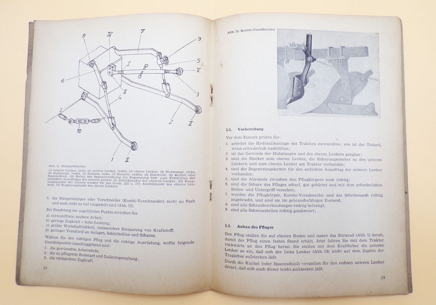 Original Bedienungsanleitung Anbau Beetpflüge B125 1 B126 BBG 