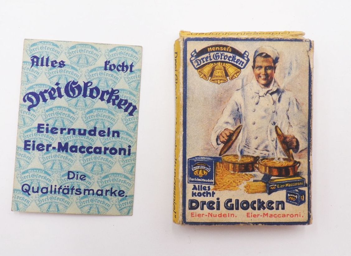 Altes Werbe Kartenspiel Drei Glocken Nudeln Schwarzer Peter um 1930