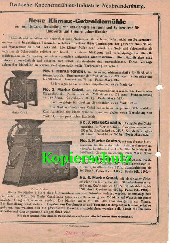 Konvolut Papiere Briefkopf Deutsche Knochenmühle Industrie Neubrandenburg 1920