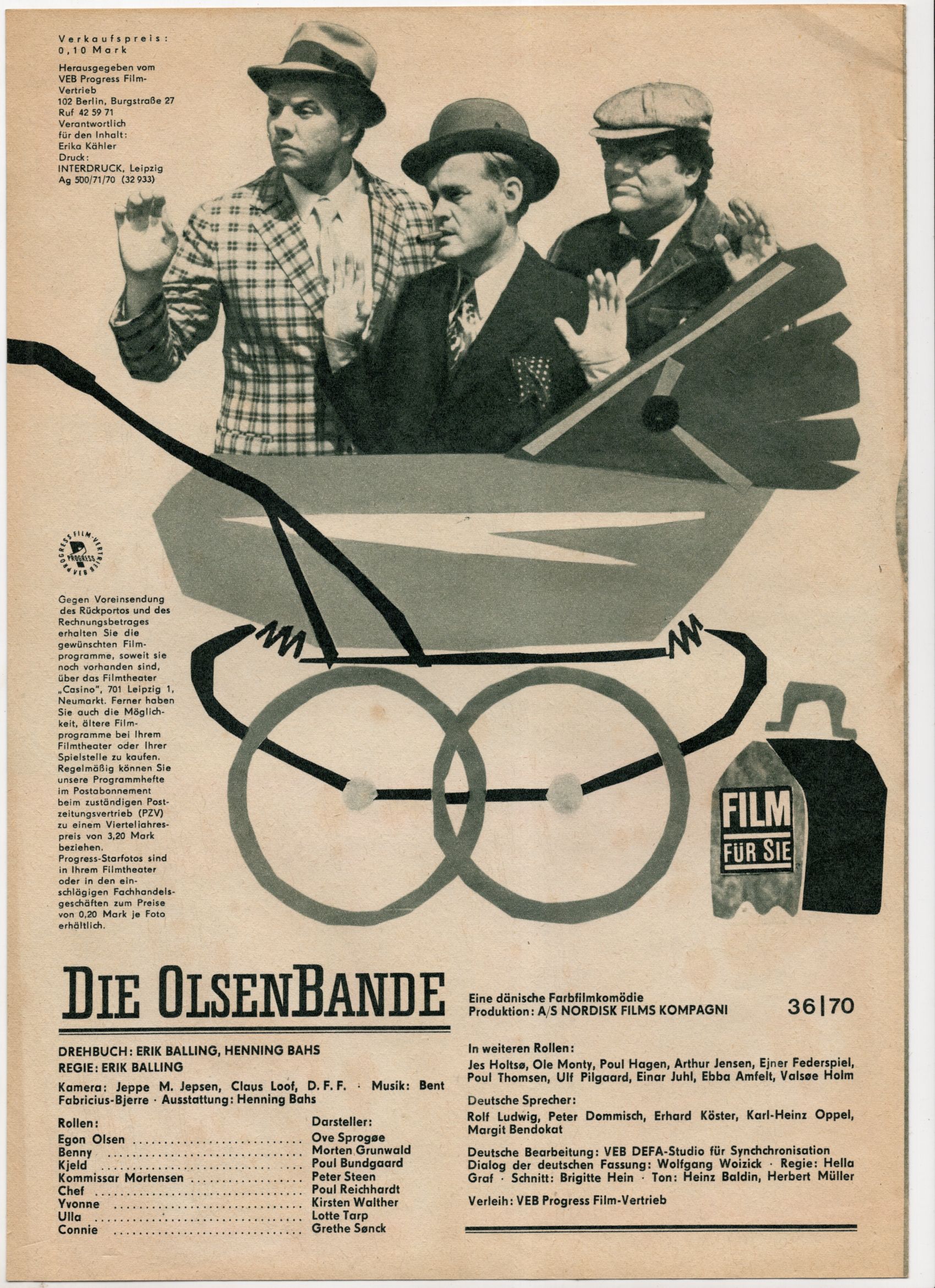 Die Olsenbande altes Filmprogramm 1970 Die Olsenbande altes Filmprogramm 1970