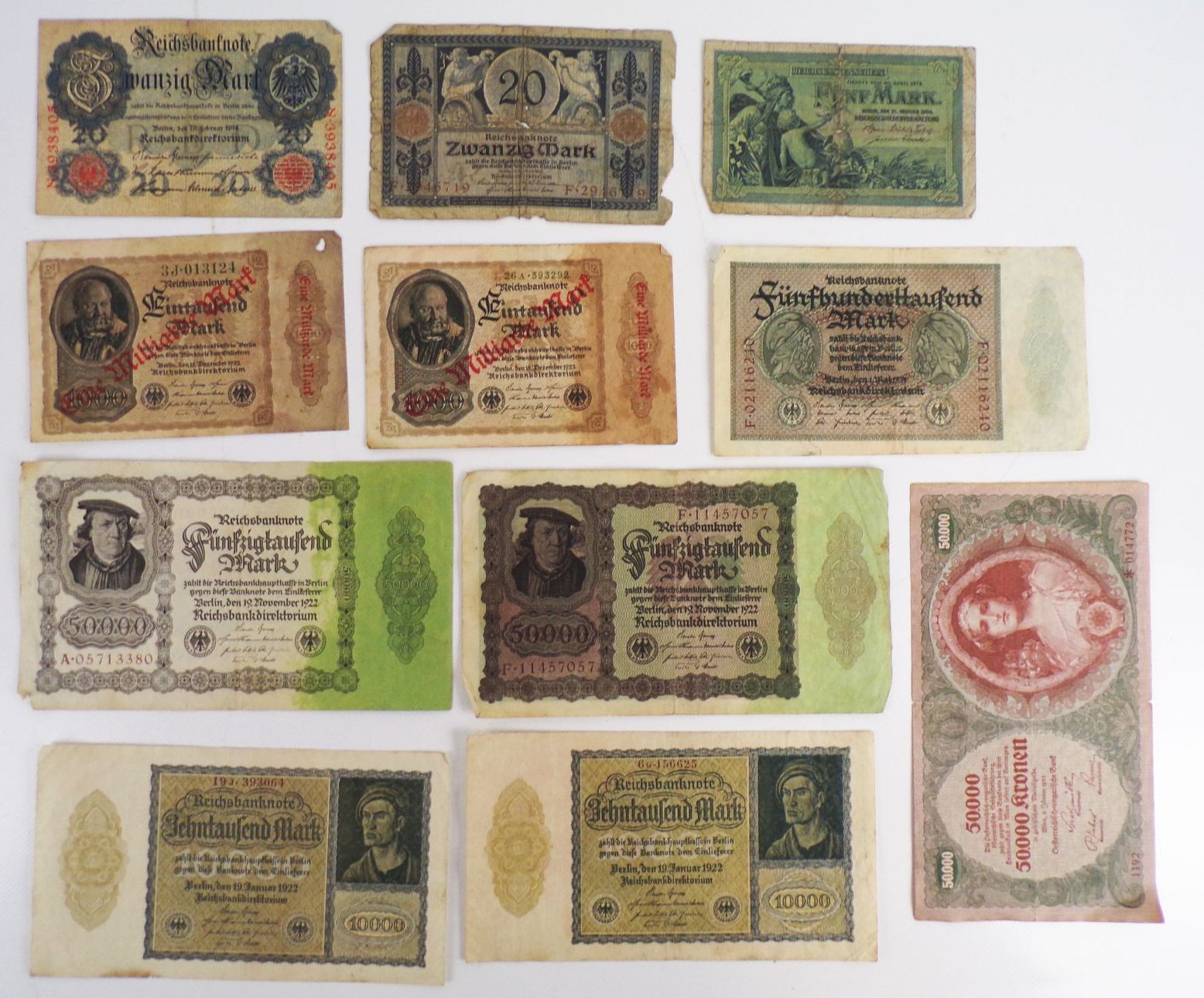 Konvolut alter Geldscheine Mark Kronen Infla Konvolut alter Geldscheine Mark Kronen Infla